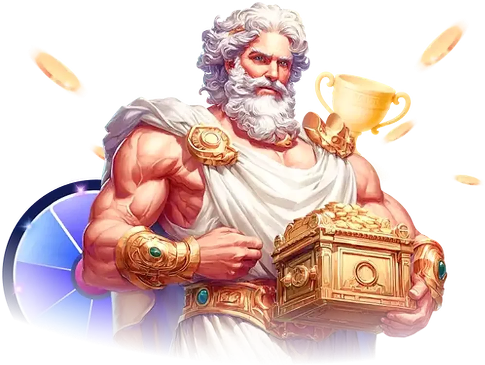 Zeus met een schatkist en een gouden beker